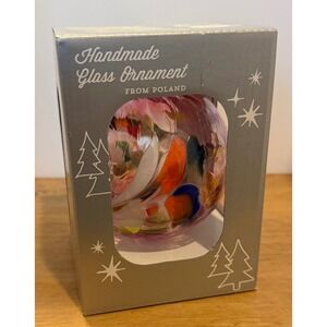 Zorza Glass Ornament Multicolor Handmade Mouthblown Polish Confetti 3 Inch NEW